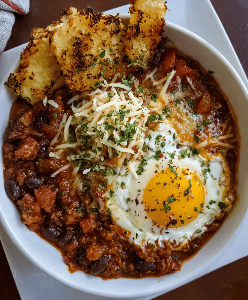 Easy Breakfast Chili and Eggs Recipe