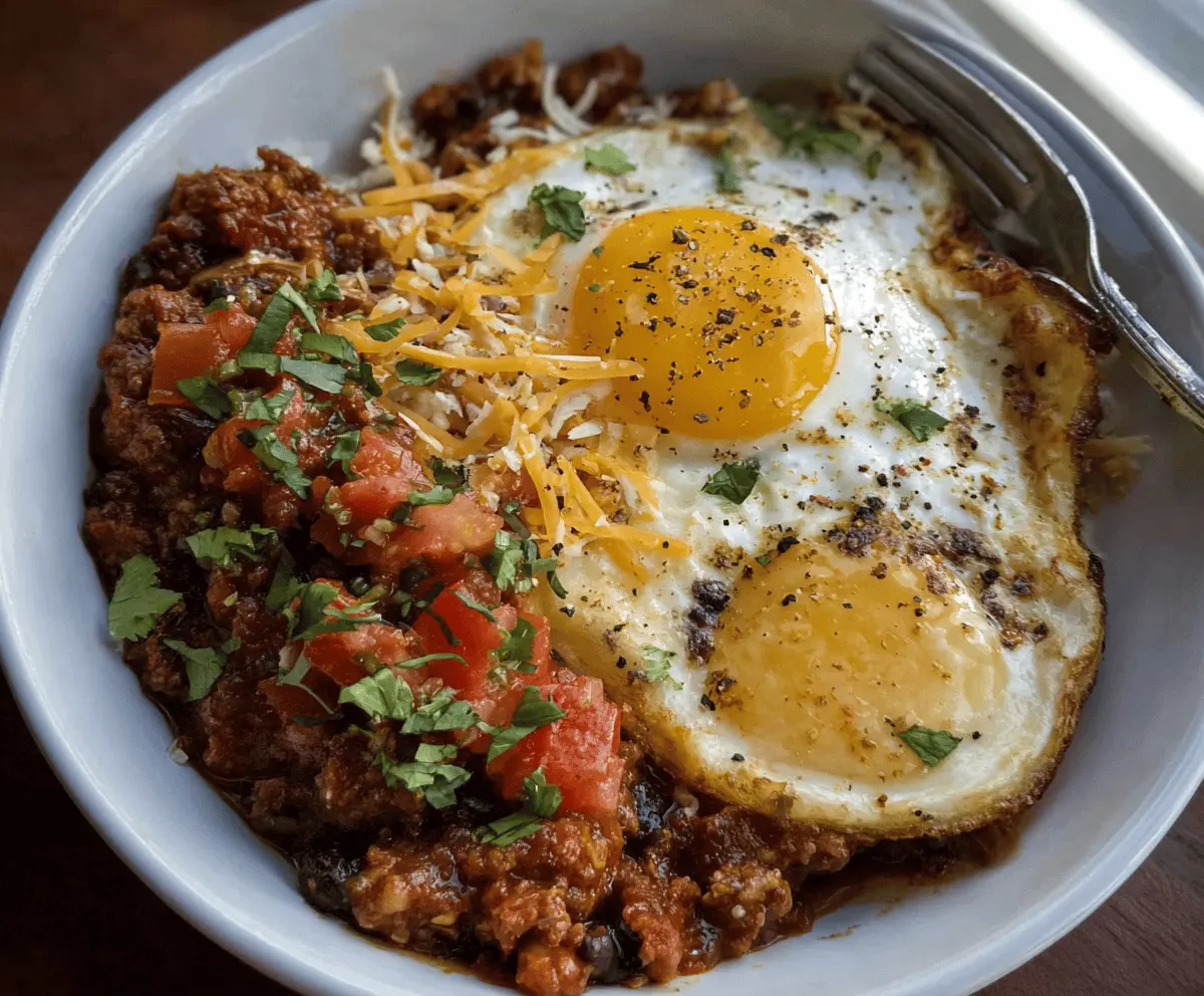 Easy Breakfast Chili and Eggs Recipe