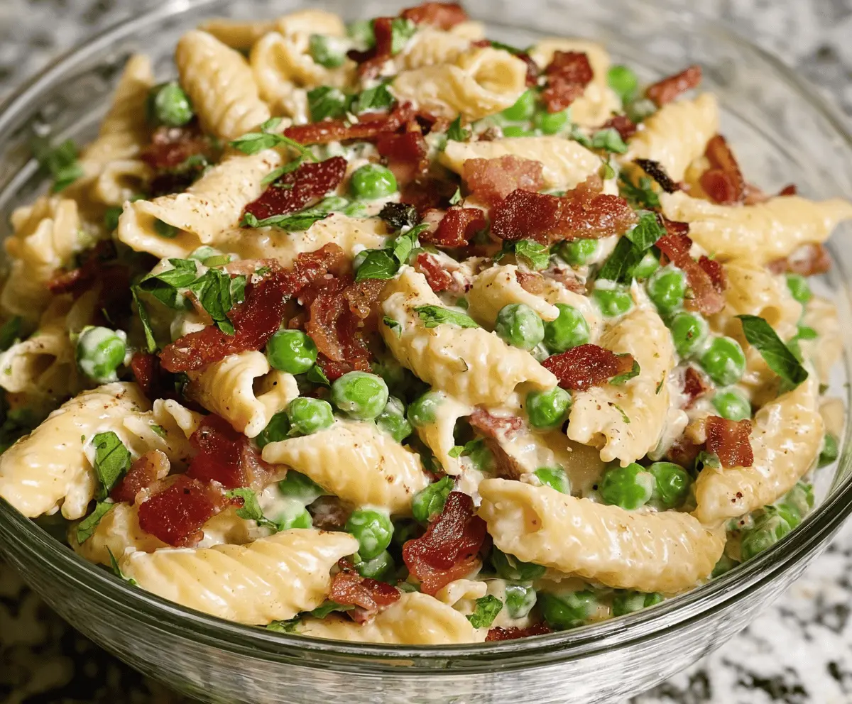 Creamy Pea and Bacon Pasta Salad Recipe