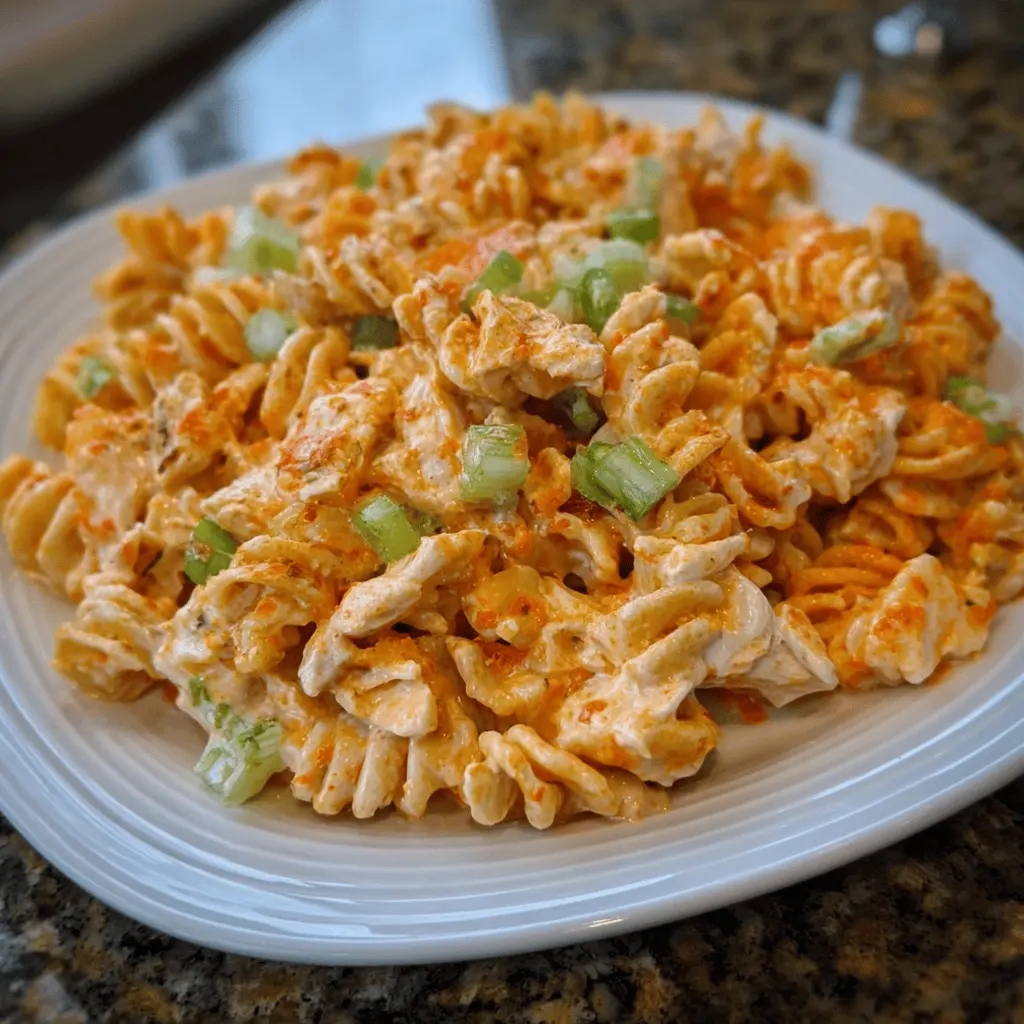 Best Ever Easy Buffalo Chicken Pasta Salad