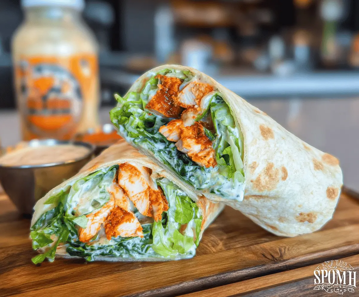 Easy Buffalo Chicken Caesar Salad Wraps
