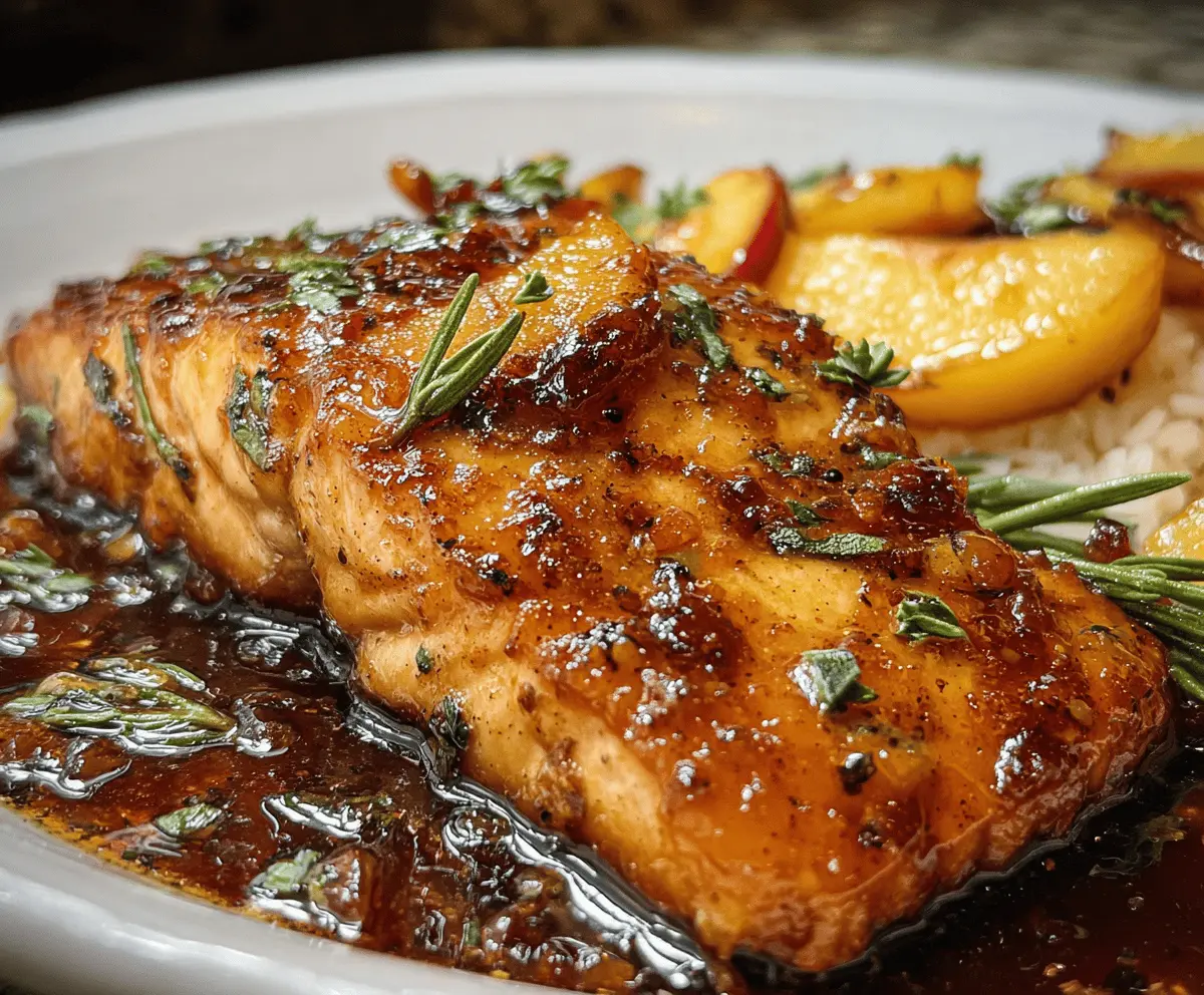 Easy Bourbon Peach Glazed Salmon Recipe