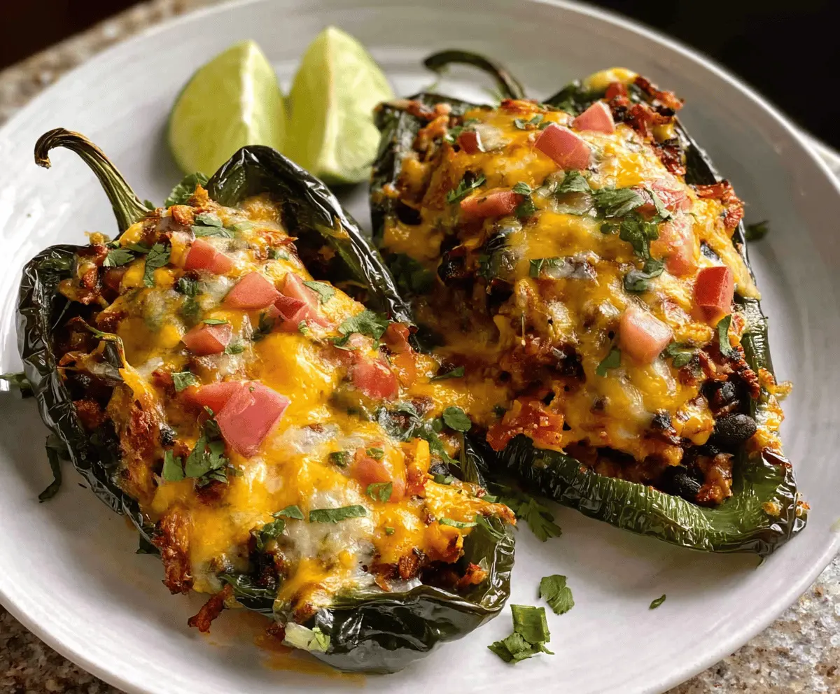 Easy Cheesy Mexican Stuffed Poblano Peppers