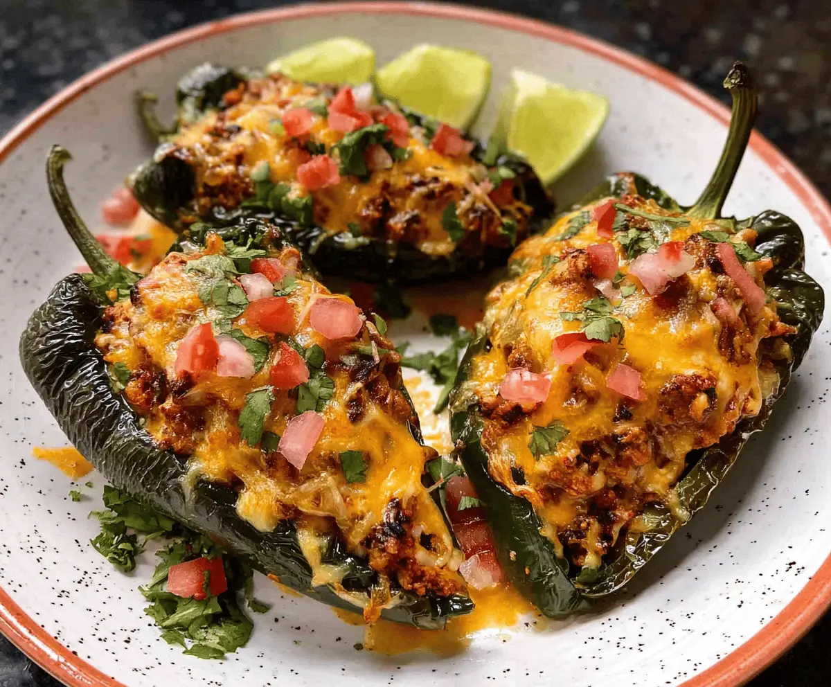 Easy Cheesy Mexican Stuffed Poblano Peppers
