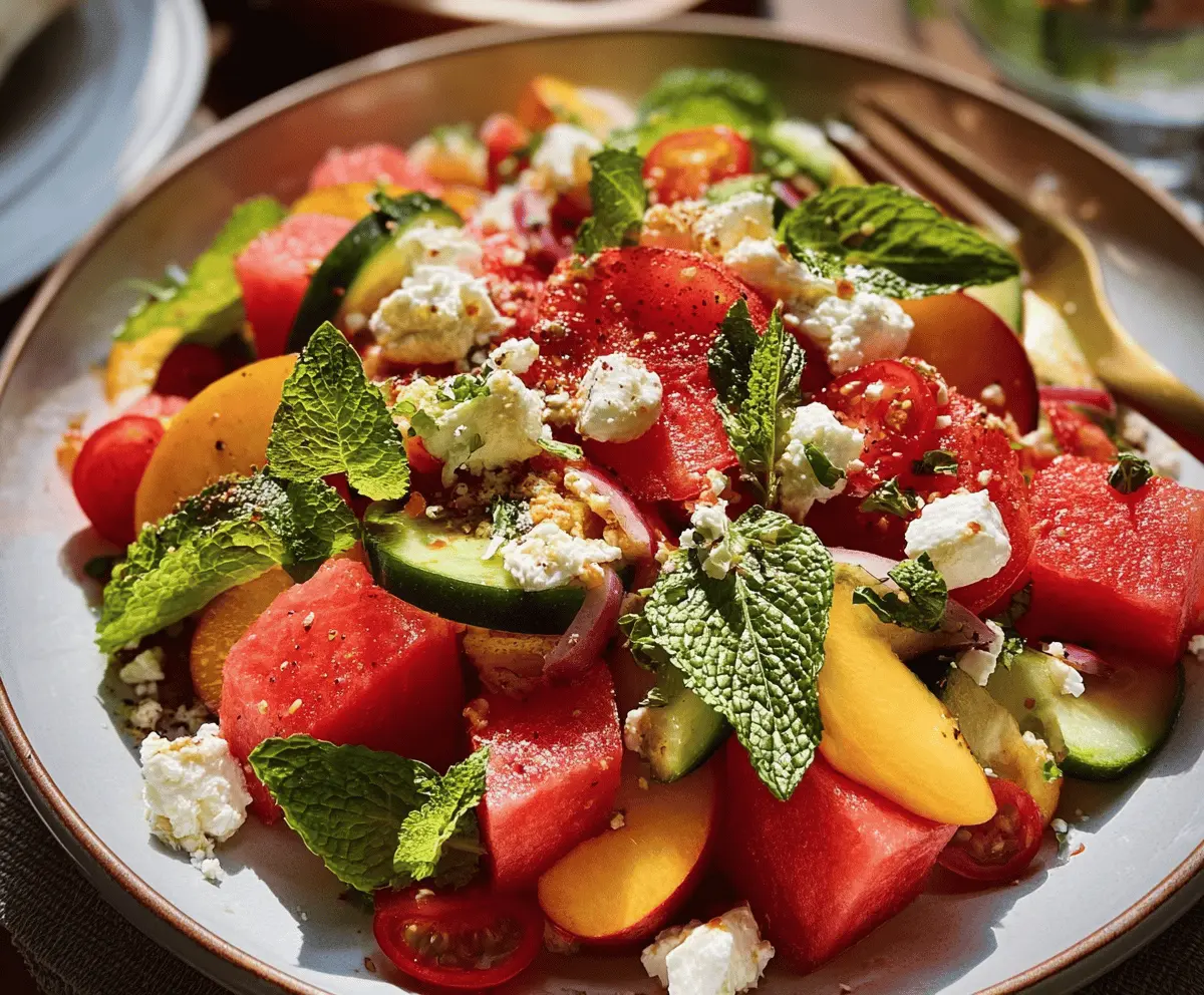 Easy Peach Watermelon Salad Recipe for Summer