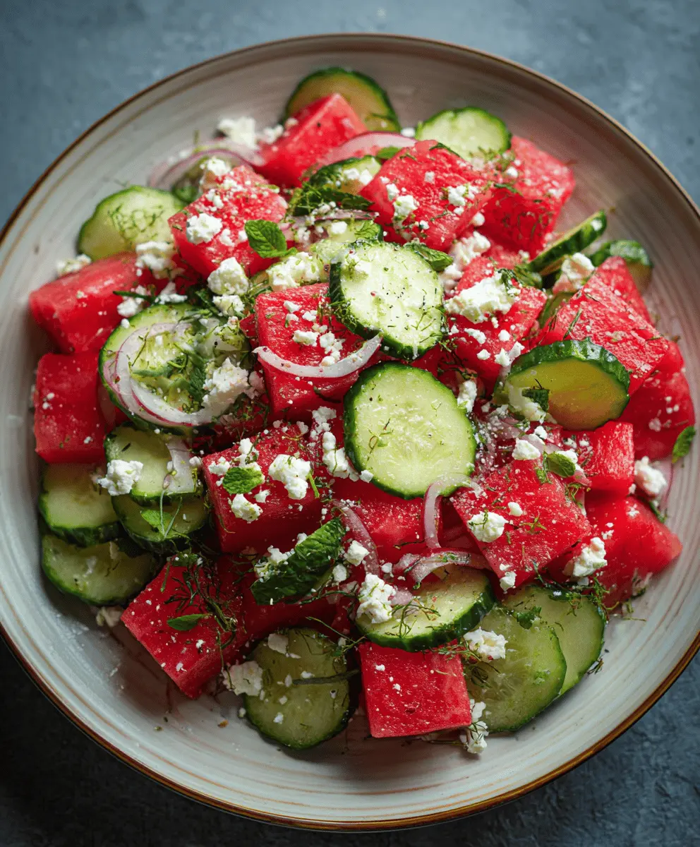 Fresh Watermelon Salad with Tangy Feta Cheese