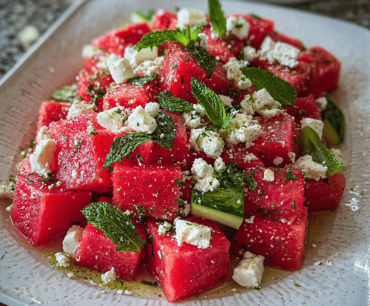 Fresh Watermelon Salad with Tangy Feta Cheese