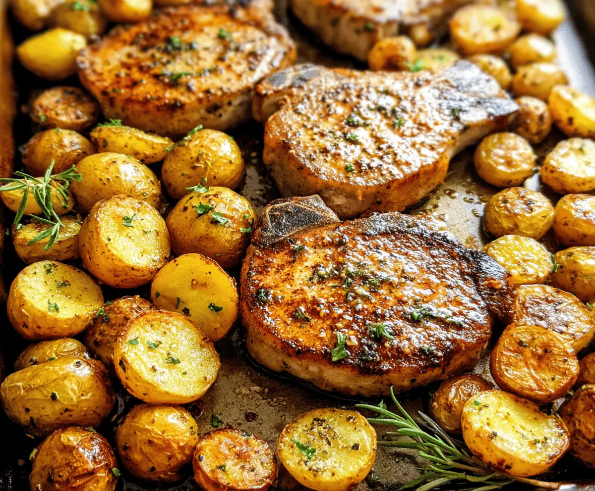 Easy Sheet Pan Pork Chops and Potatoes Dinner