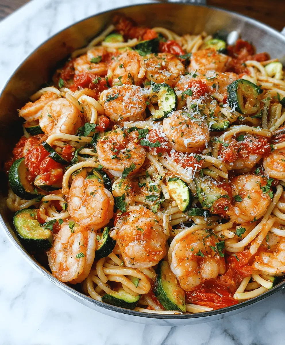 Easy Tomato Zucchini Shrimp Pasta Recipe