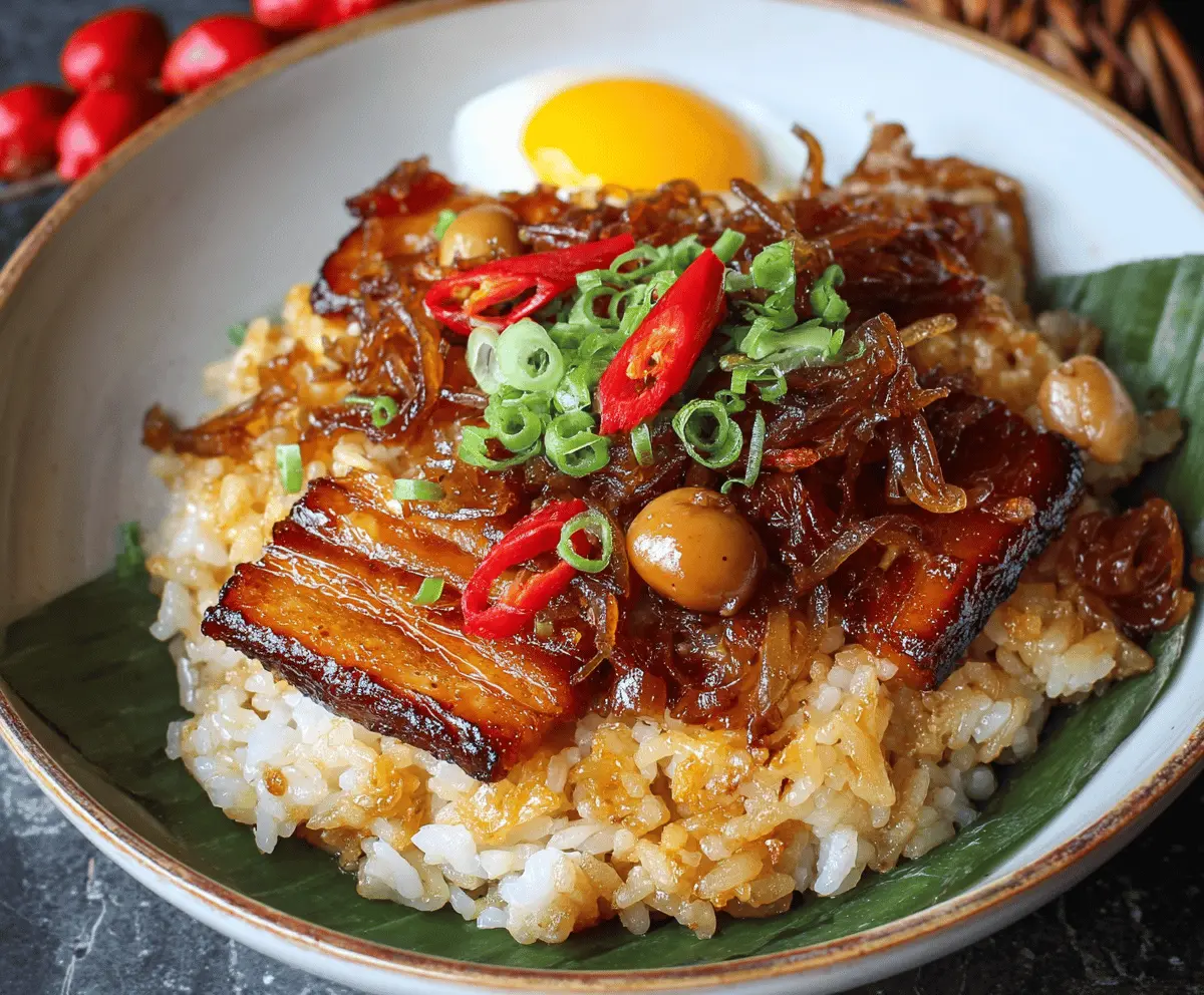 Easy Sticky Rice with Crispy Pork Belly
