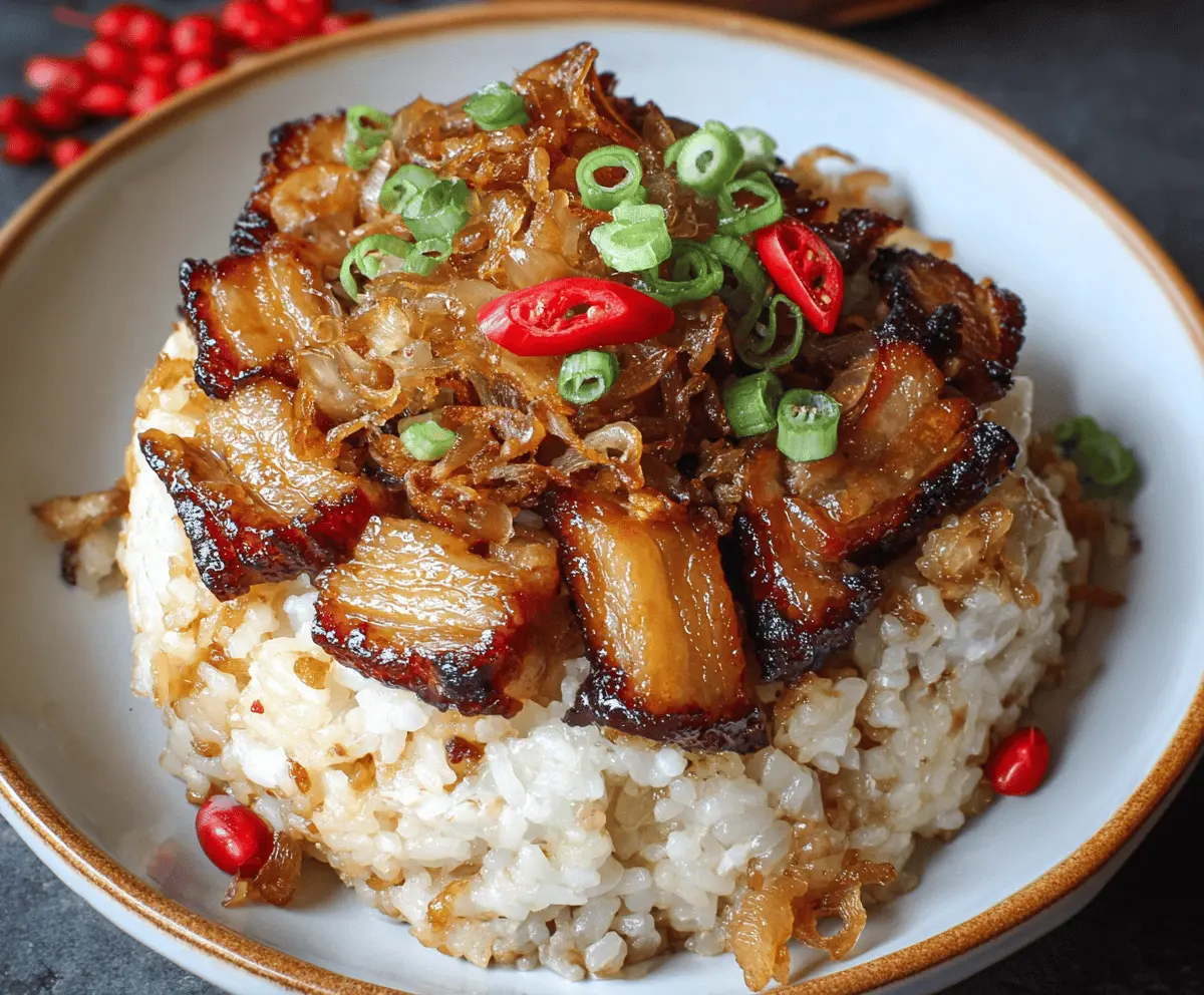 Easy Sticky Rice with Crispy Pork Belly