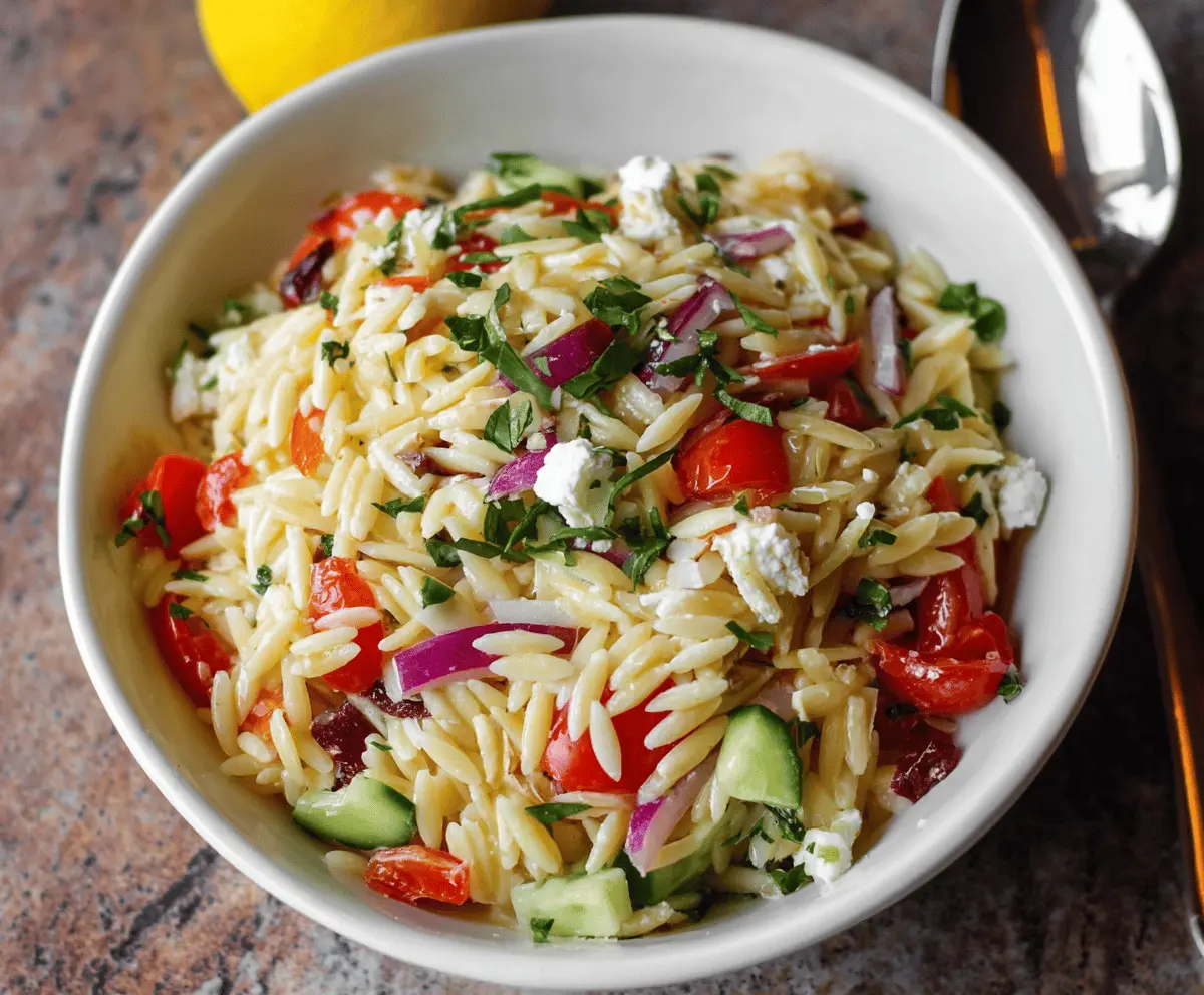 Easy Orzo Salad Recipe with Fresh Veggies