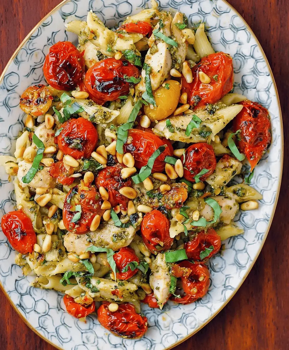 Easy Chicken Pesto Pasta with Roasted Tomatoes