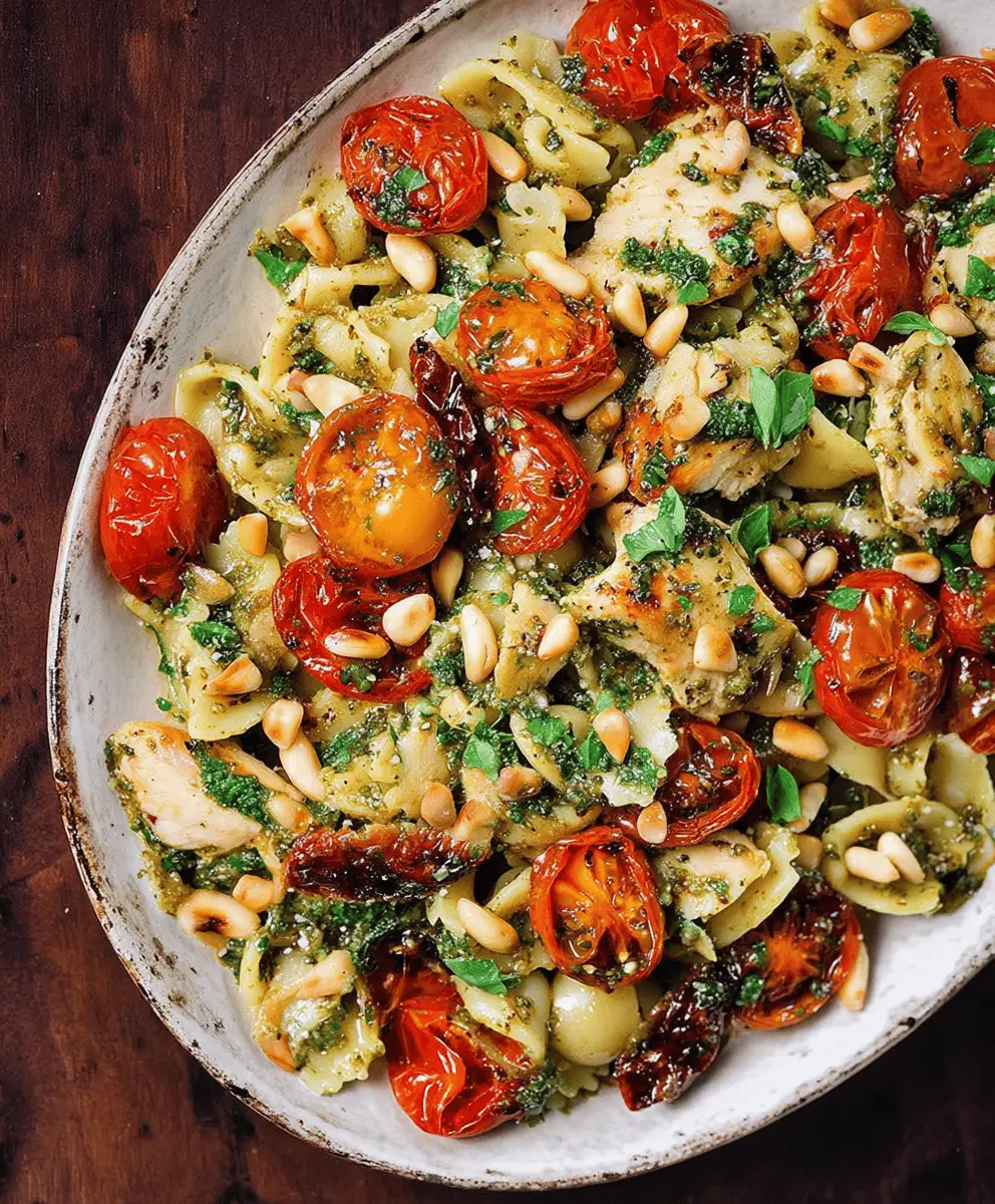 Easy Chicken Pesto Pasta with Roasted Tomatoes