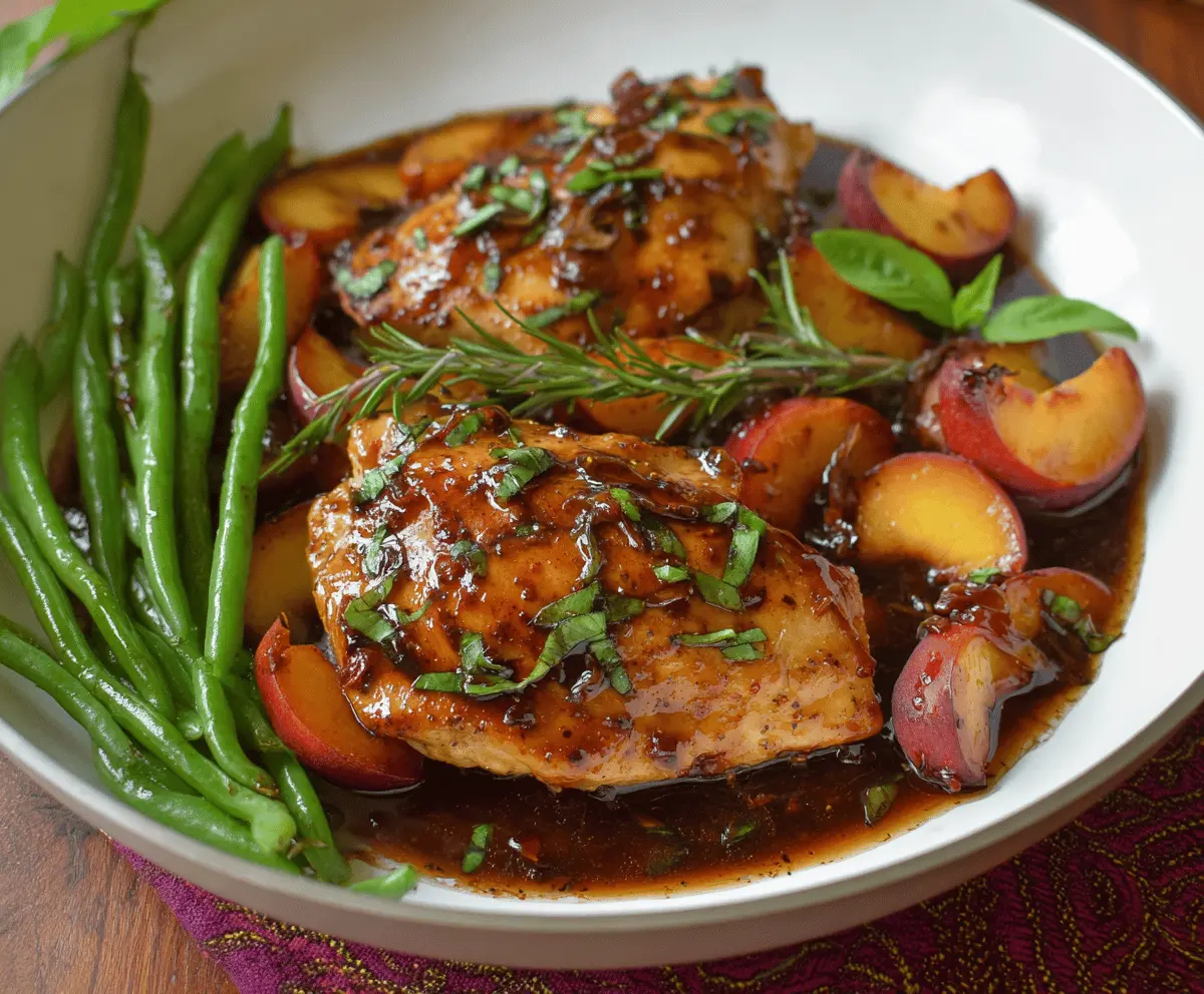 Easy Peach Chicken with Balsamic Glaze