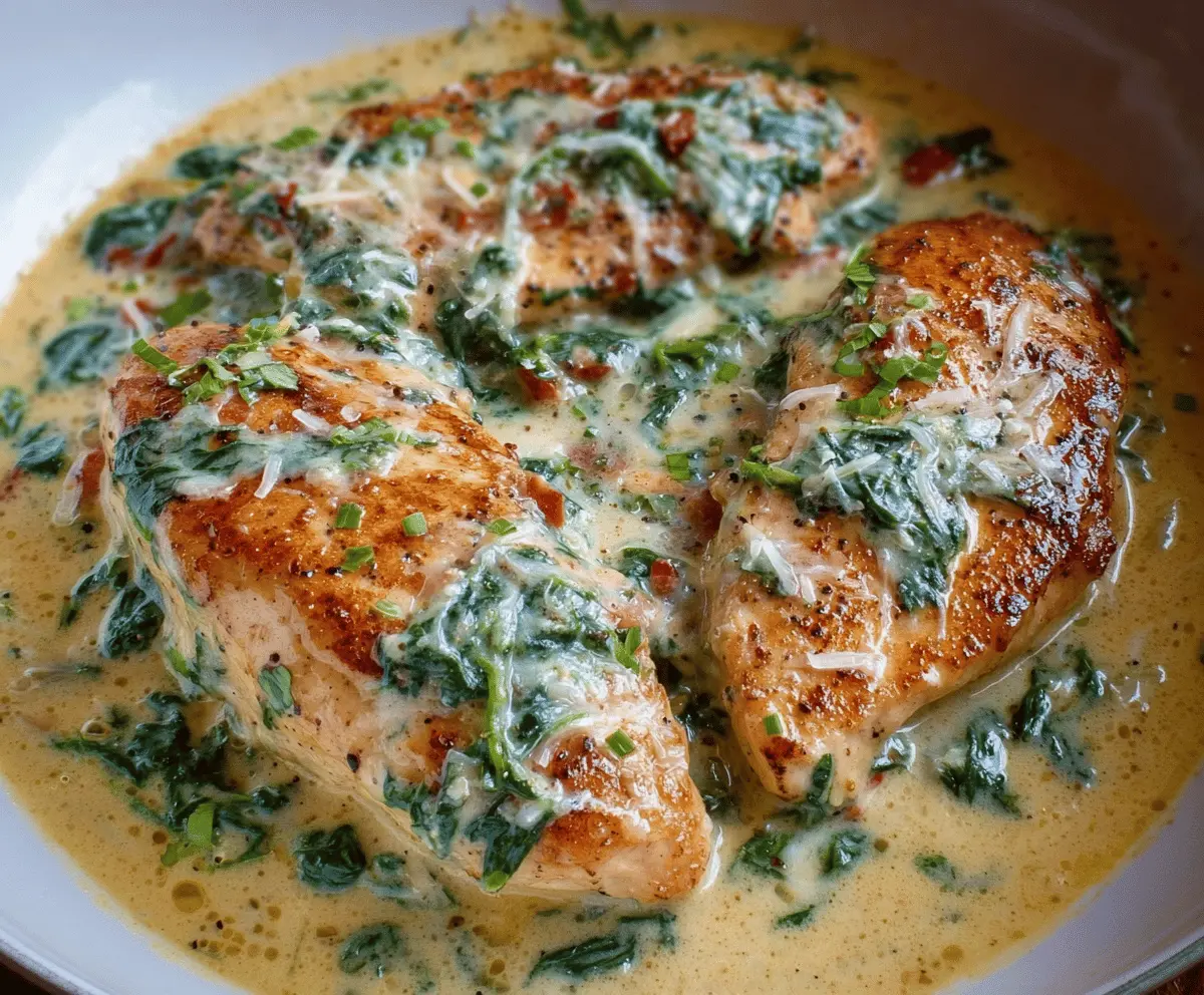 Creamy Chicken Breast with Spinach Parmesan Sauce