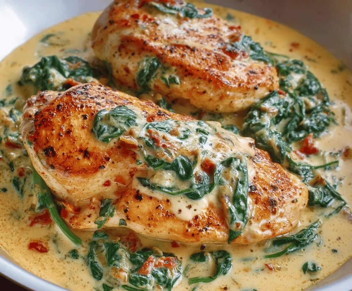 Creamy Chicken Breast with Spinach Parmesan Sauce