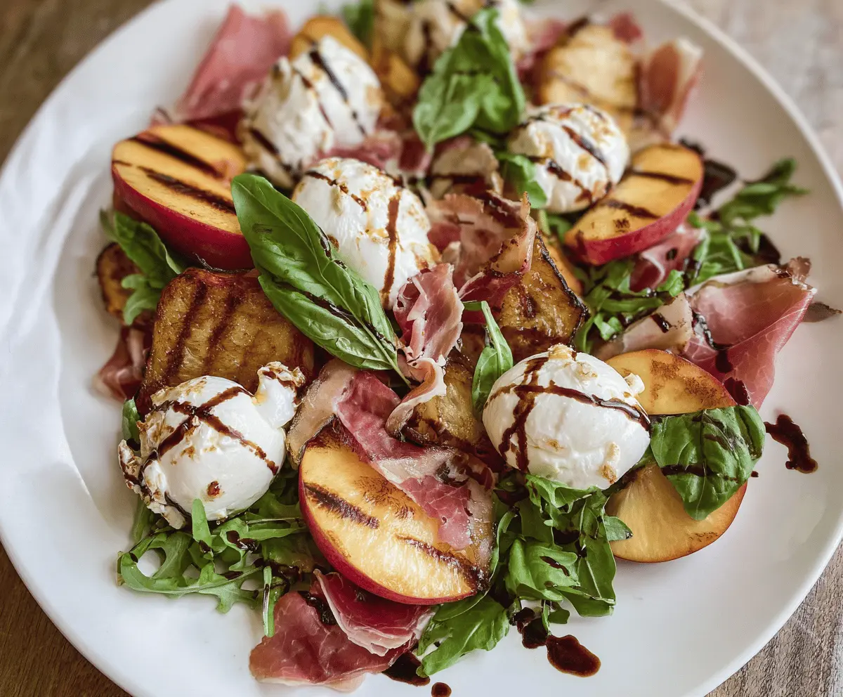 Grilled Nectarine Salad with Burrata & Prosciutto