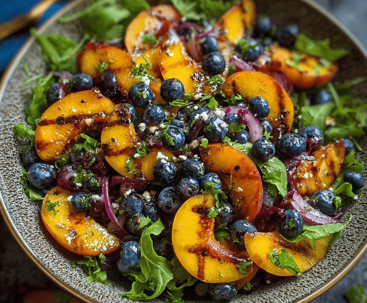 Fresh Grilled Peach Blueberry Salad Recipe
