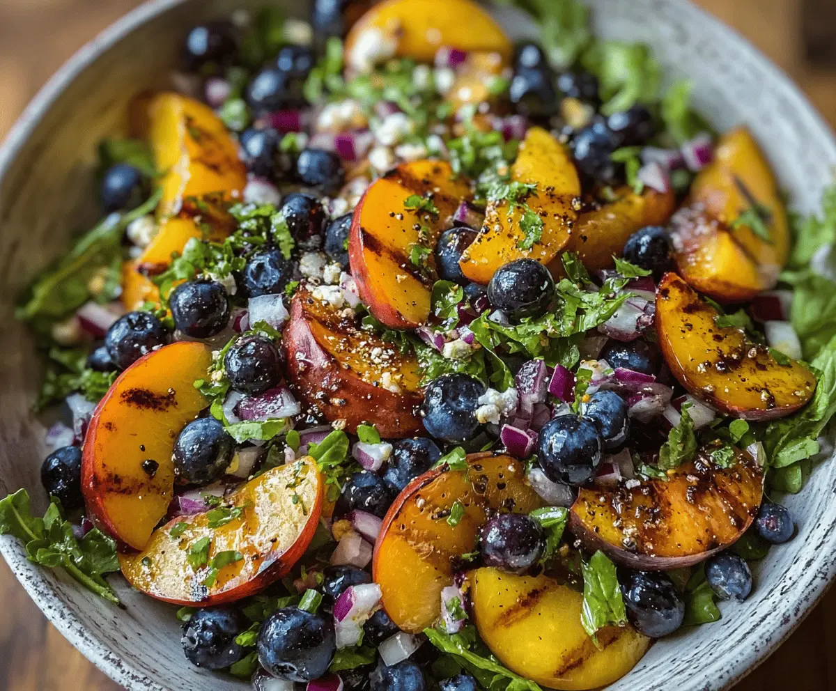 Fresh Grilled Peach Blueberry Salad Recipe