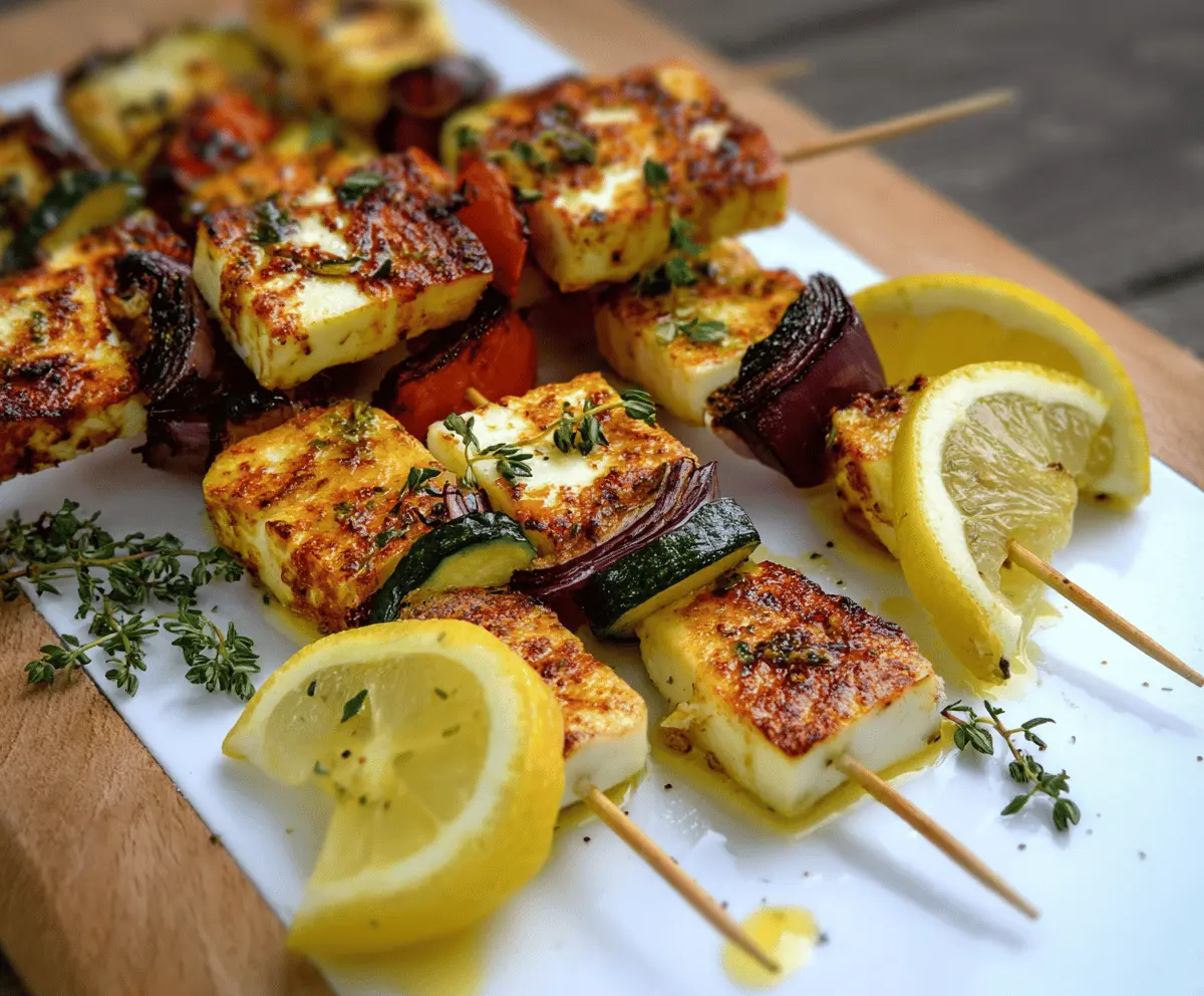 Easy Grilled Halloumi Skewers With Lemon & Thyme