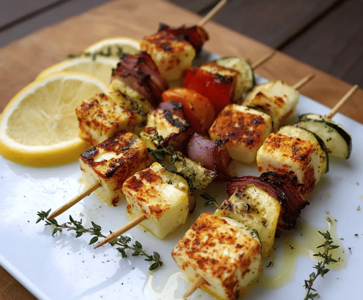 Easy Grilled Halloumi Skewers With Lemon & Thyme