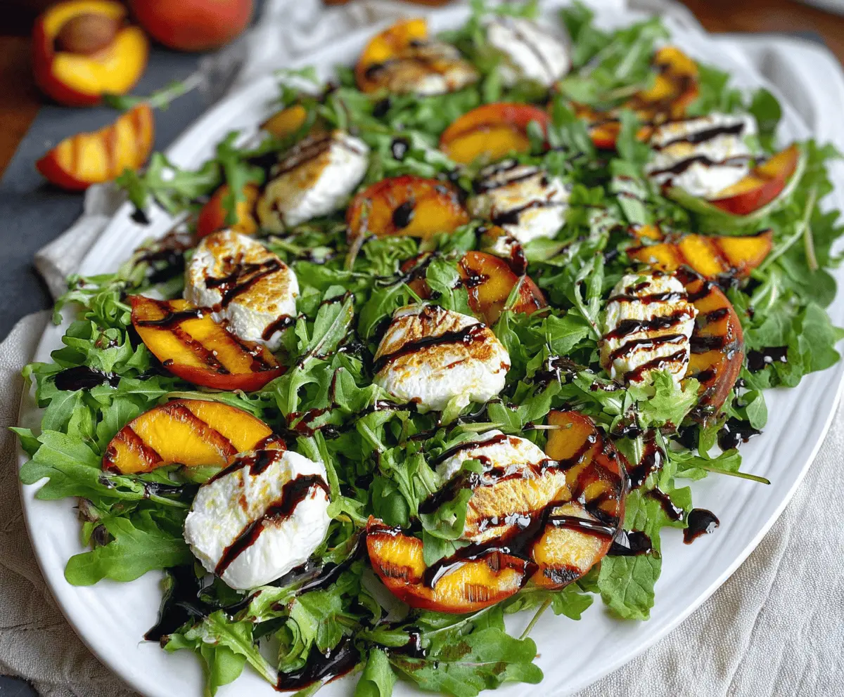 Grilled Peach Burrata Salad With Balsamic Drizzle