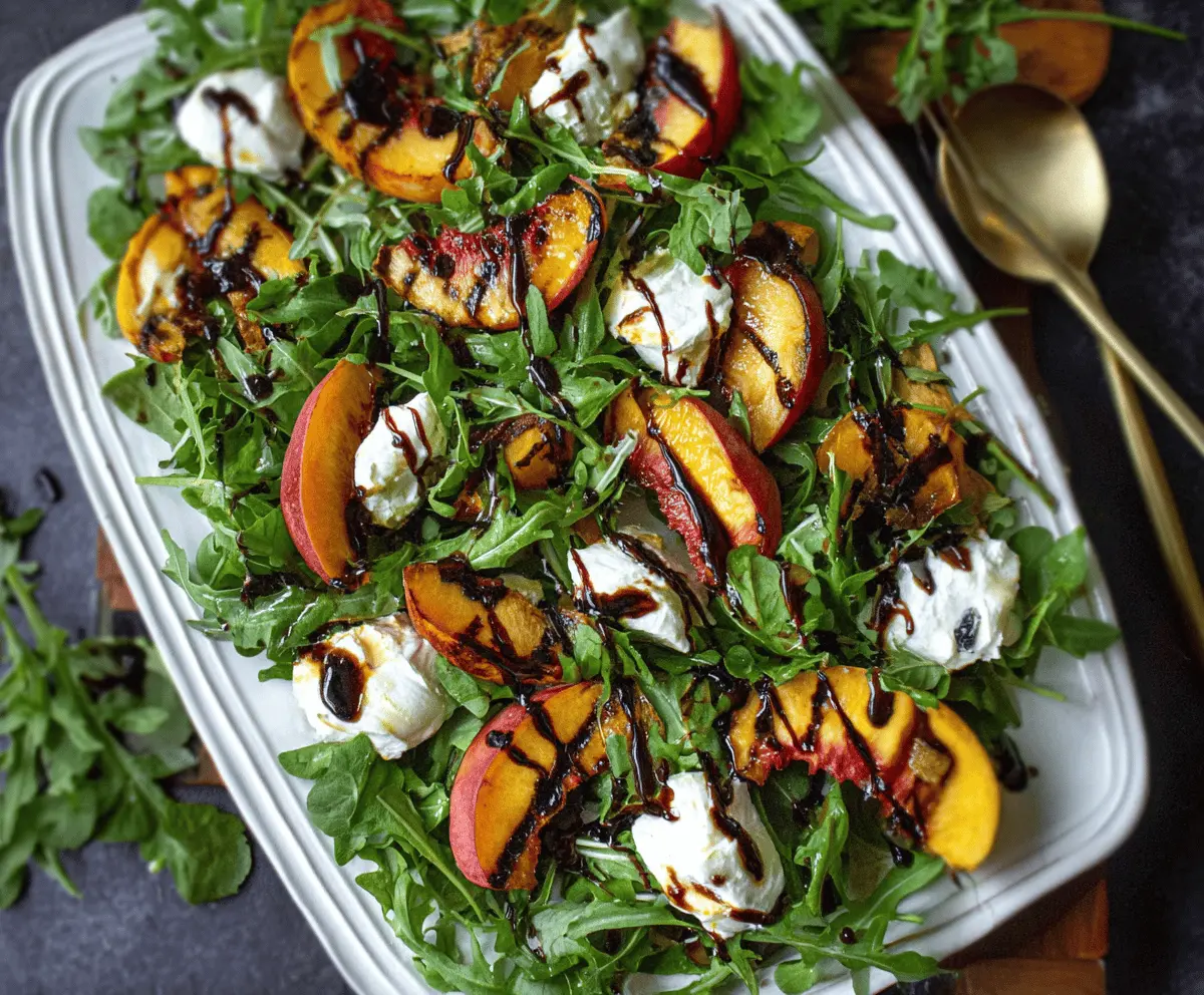Grilled Peach Burrata Salad With Balsamic Drizzle