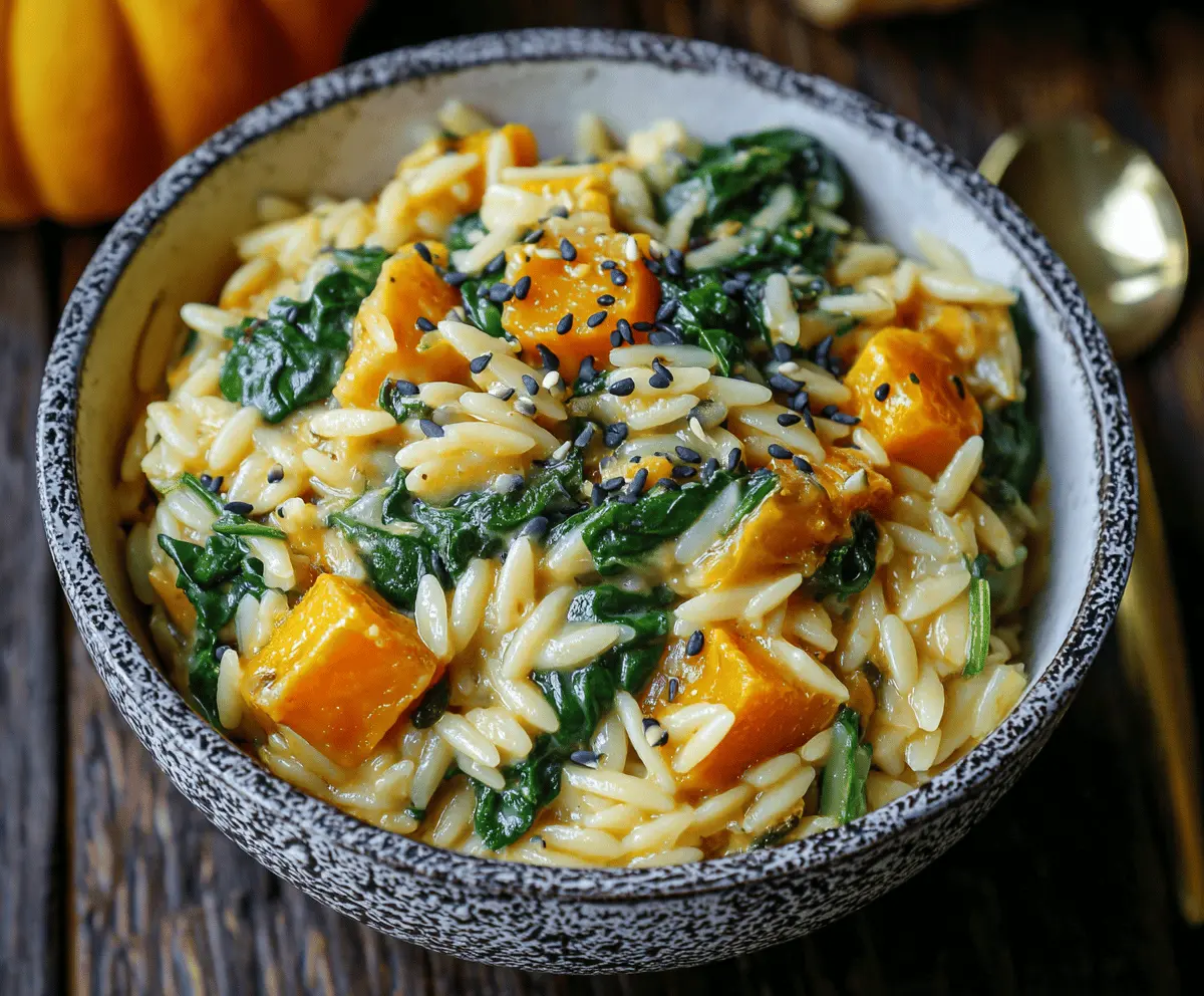 Creamy Orzo with Butternut Squash and Spinach Recipe