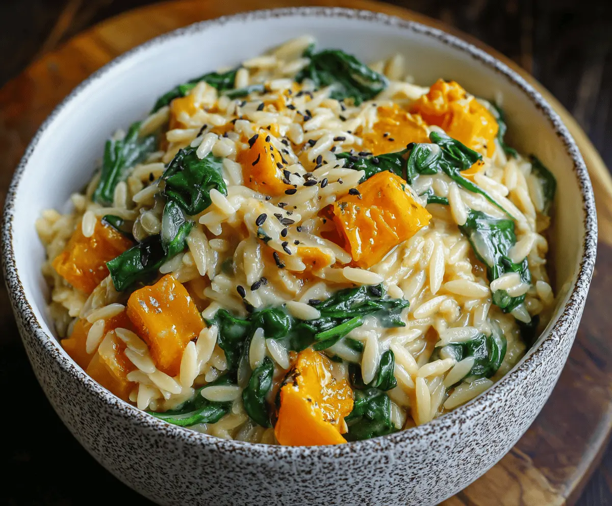 Creamy Orzo with Butternut Squash and Spinach Recipe