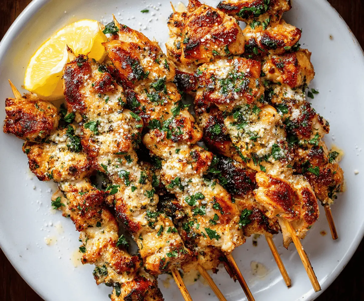 Easy Garlic Parmesan Chicken Skewers Recipe
