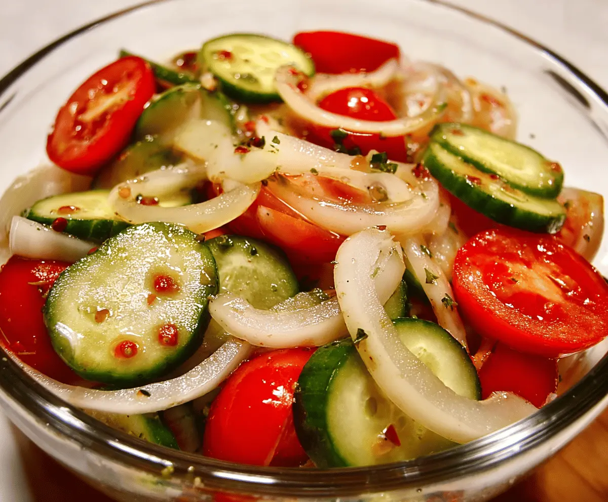Easy Marinated Cucumbers, Onions, and Tomatoes Recipe