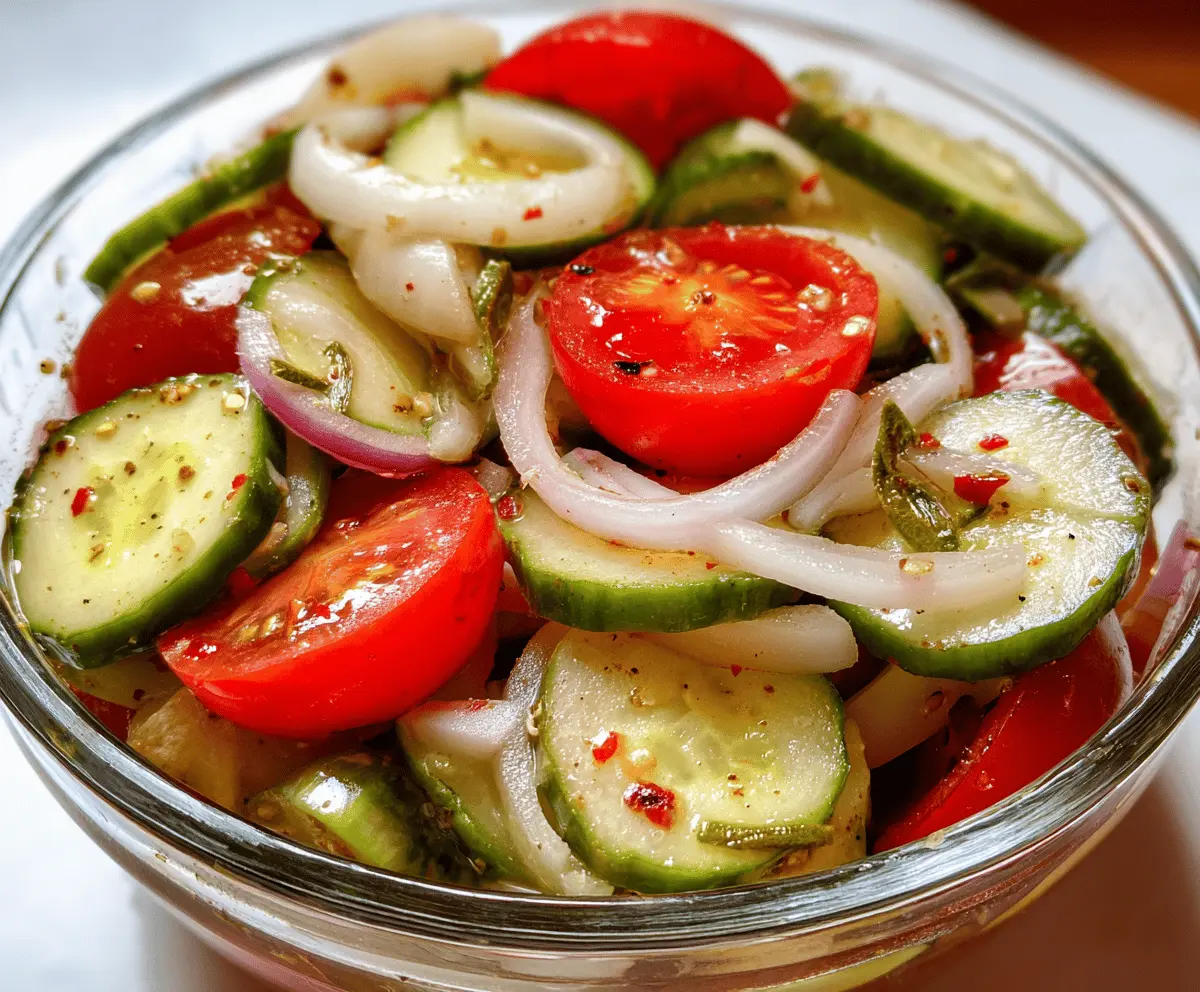Easy Marinated Cucumbers, Onions, and Tomatoes Recipe
