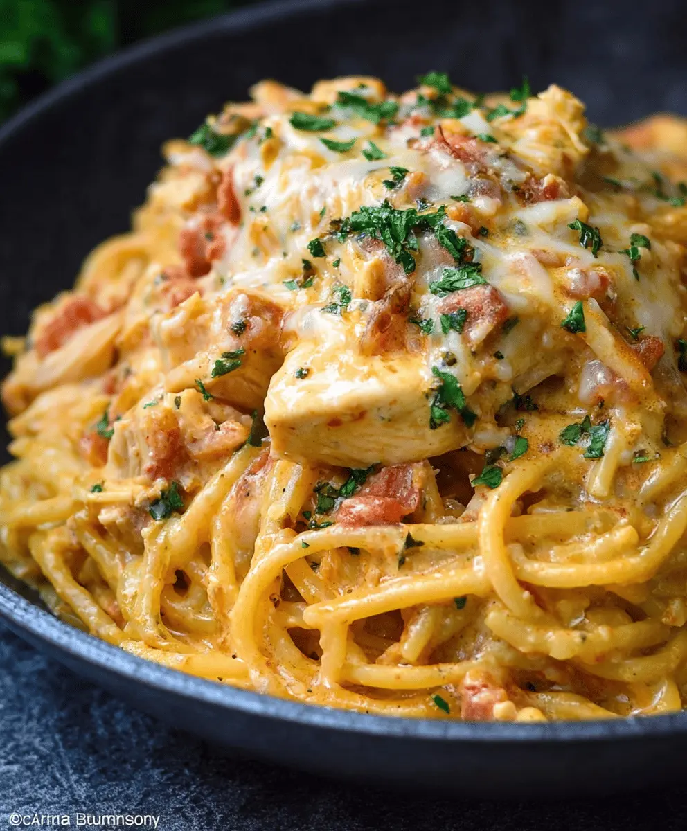 Easy Chicken Spaghetti with Rotel for Dinner