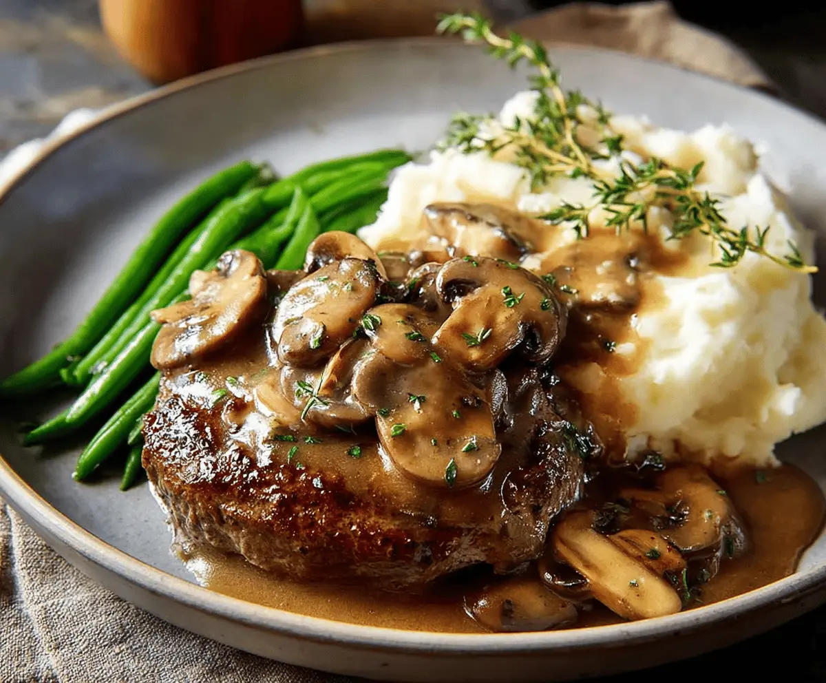 Bobby Flay’s Salisbury Steak with Savory Mushroom Gravy