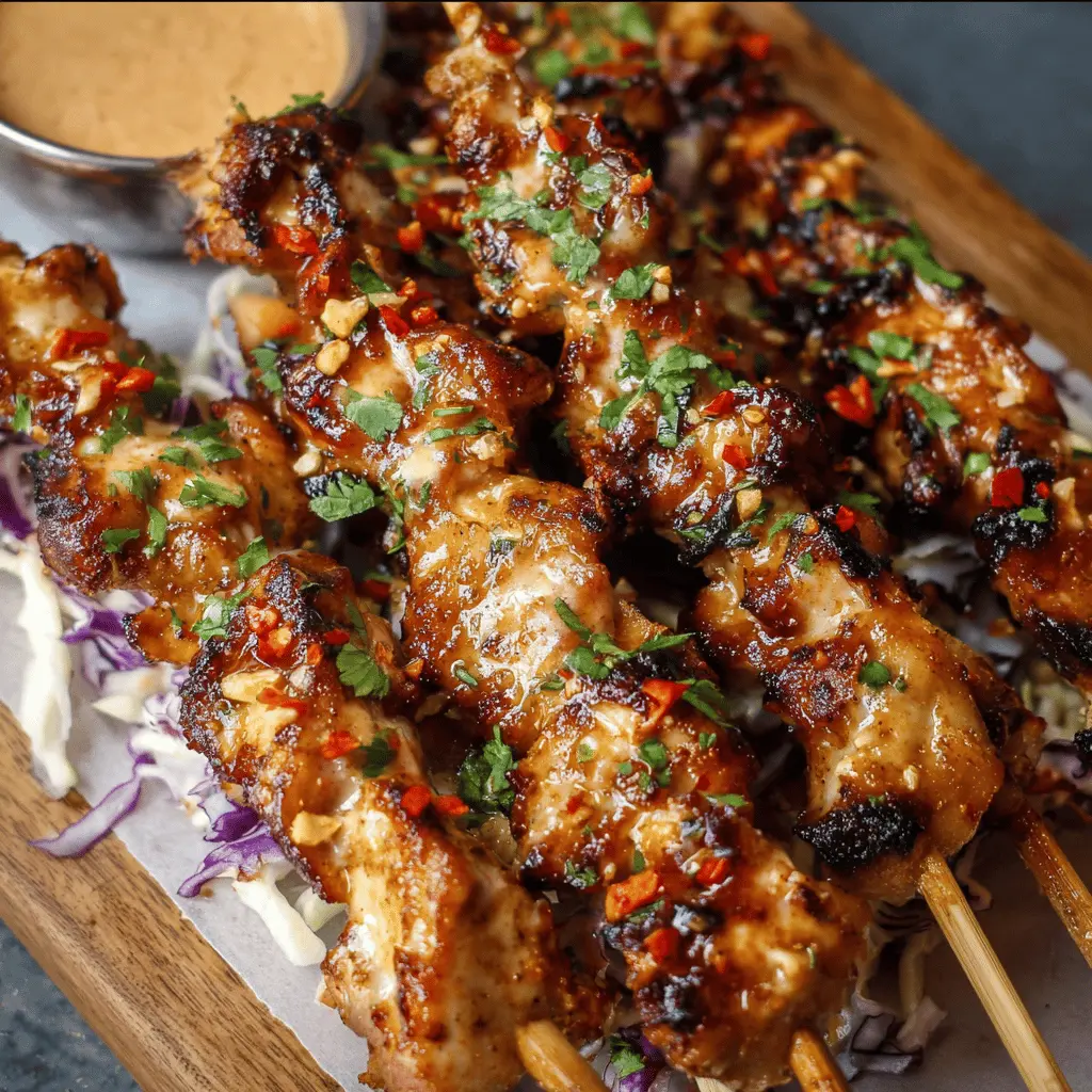 Easy Bang Bang Chicken Skewers with Spicy Sauce