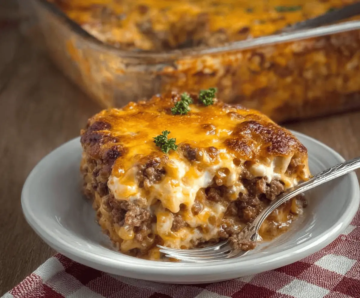 Easy Cheesy Hamburger Casserole Recipe