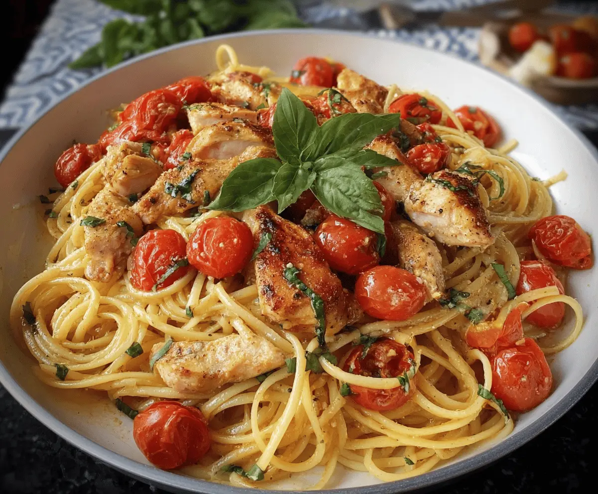 Easy Chicken Pasta with Cherry Tomatoes and Basil