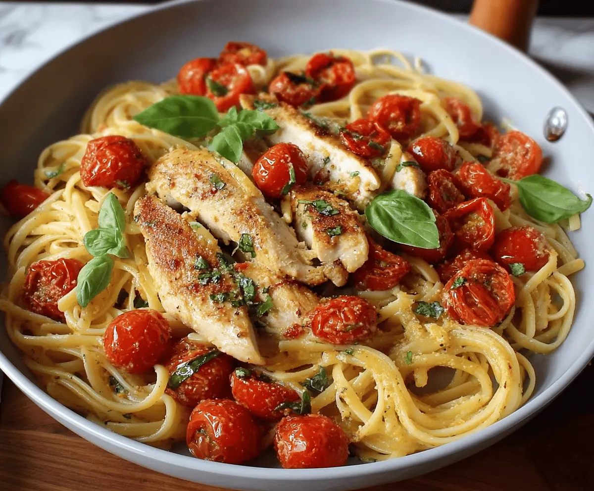 Easy Chicken Pasta with Cherry Tomatoes and Basil
