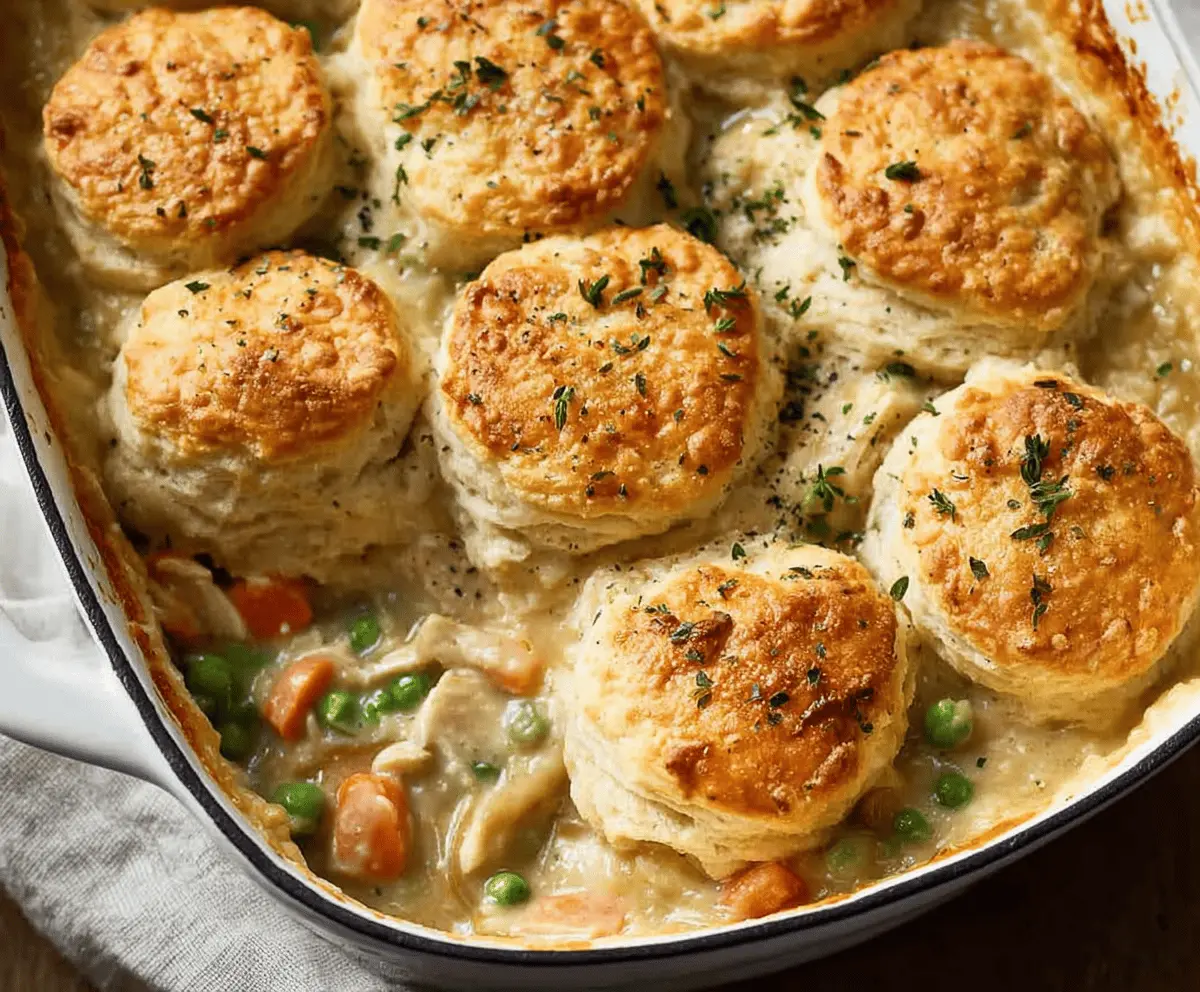 Easy Chicken Pot Pie Casserole With Biscuits