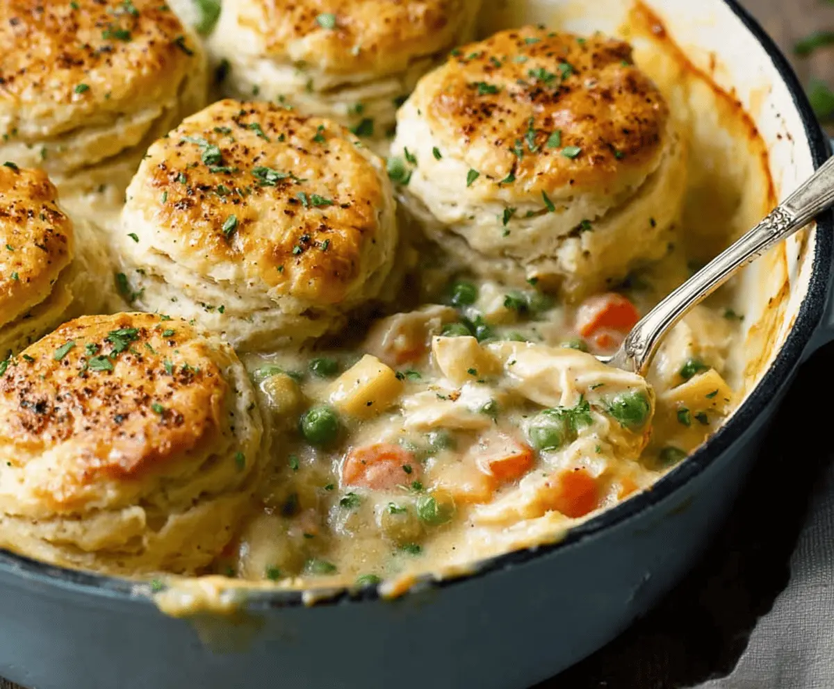 Easy Chicken Pot Pie Casserole With Biscuits