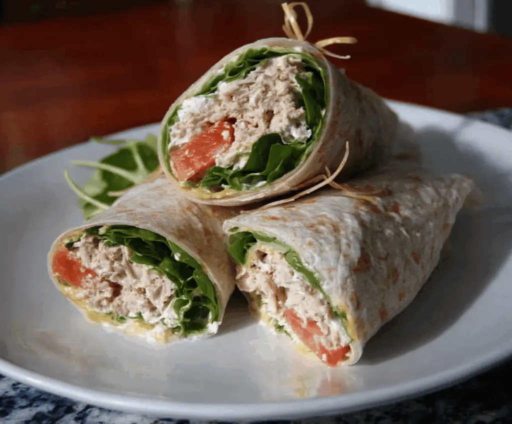 Fresh Tuna Cottage Cheese Wraps with colorful vegetables, perfect for a healthy and delicious lunch option.