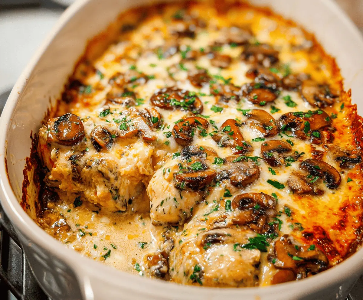 Keto Garlic Mushroom Chicken Casserole