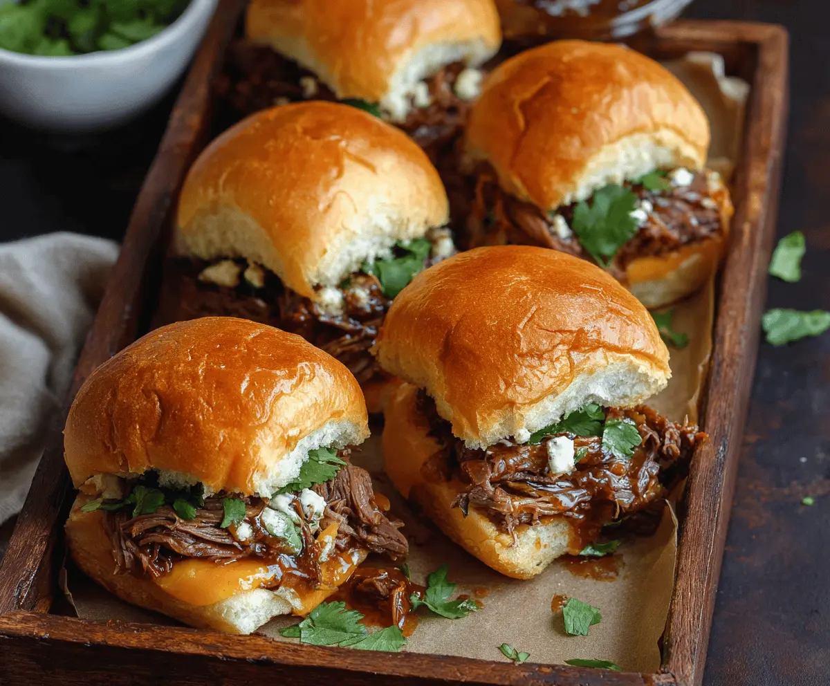 Pulled Beef and Cheddar Sliders