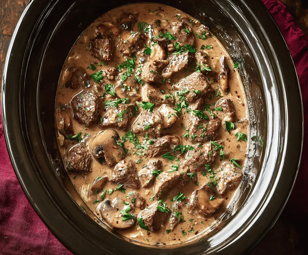 Slow Cooker Beef Stroganoff Stew