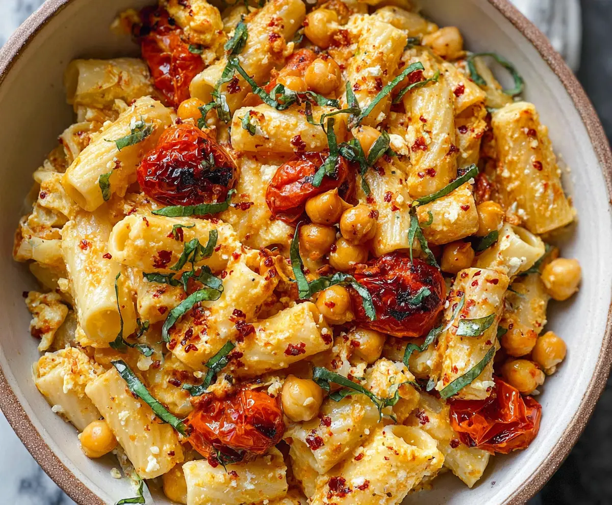 Baked Feta Pasta with Chickpeas