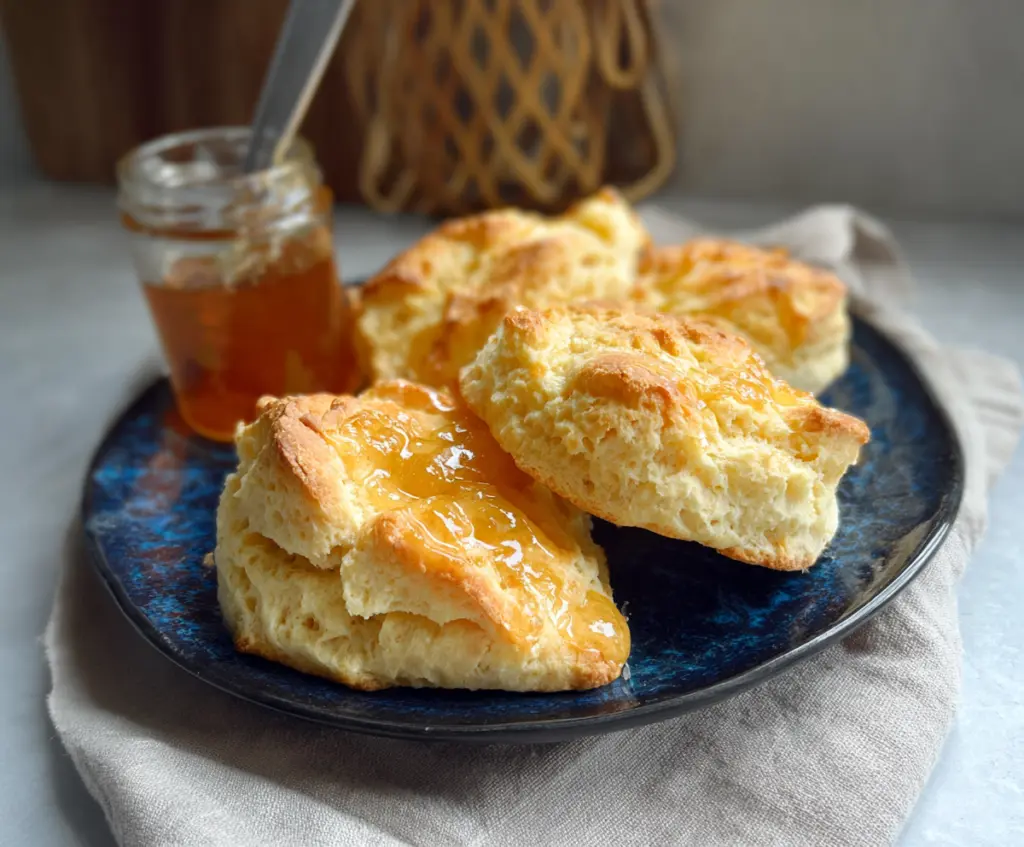 Delicious homemade lofty biscuits fresh out of the oven, perfect for breakfast or brunch.