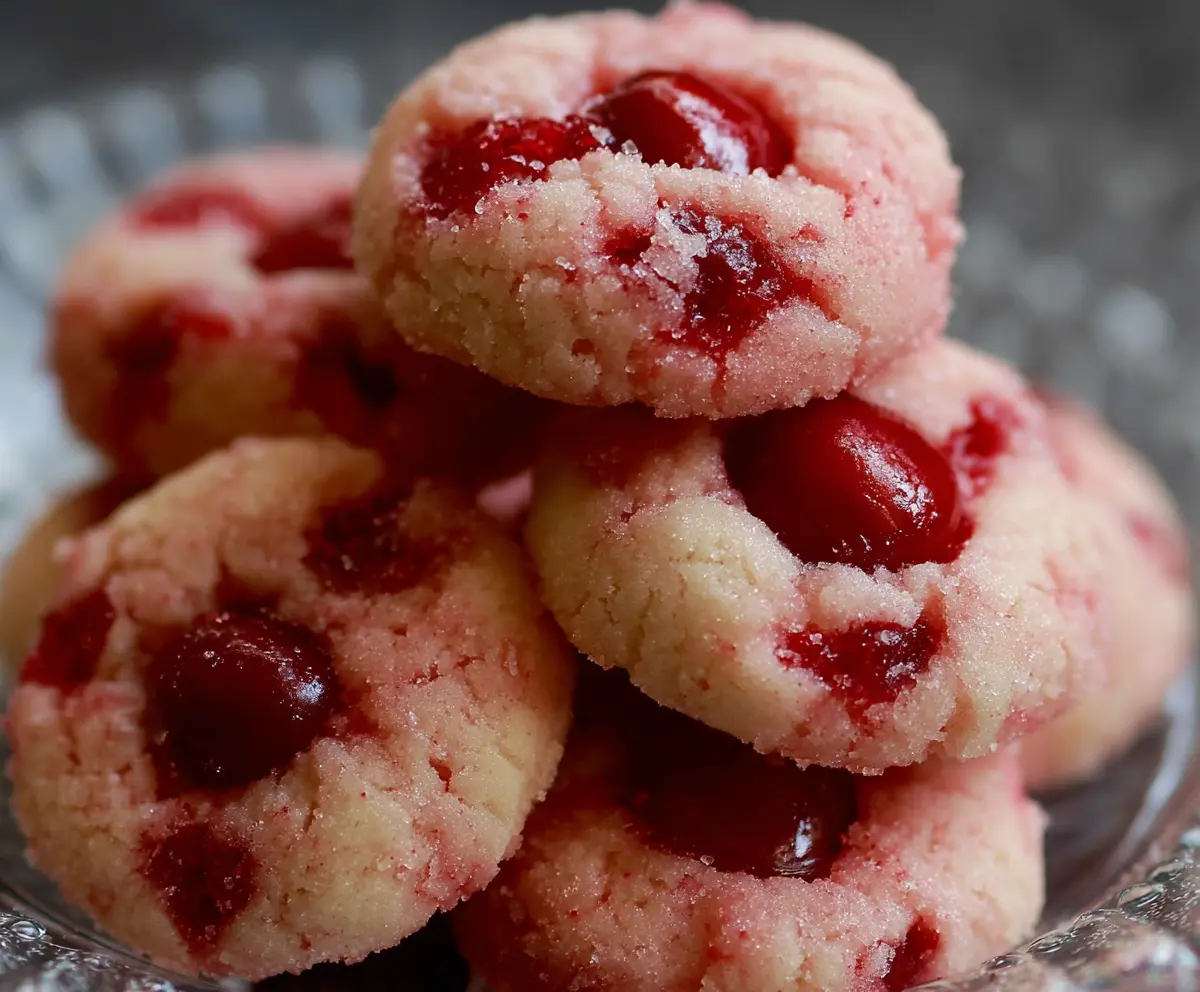Melt In Your Mouth Cherry Shortbread Cookies