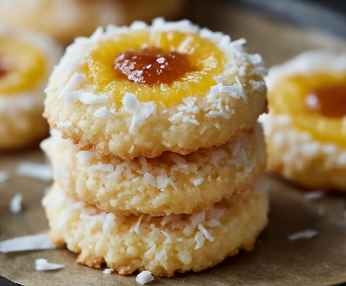 Easy Hawaiian Pineapple Coconut Thumbprint Cookies 