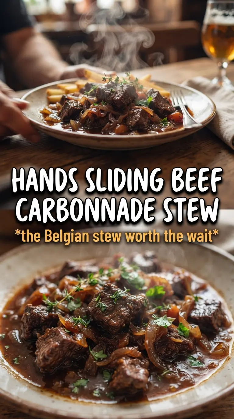 Beef Carbonnade Stew, Belgian beer-braised, caramelized onions